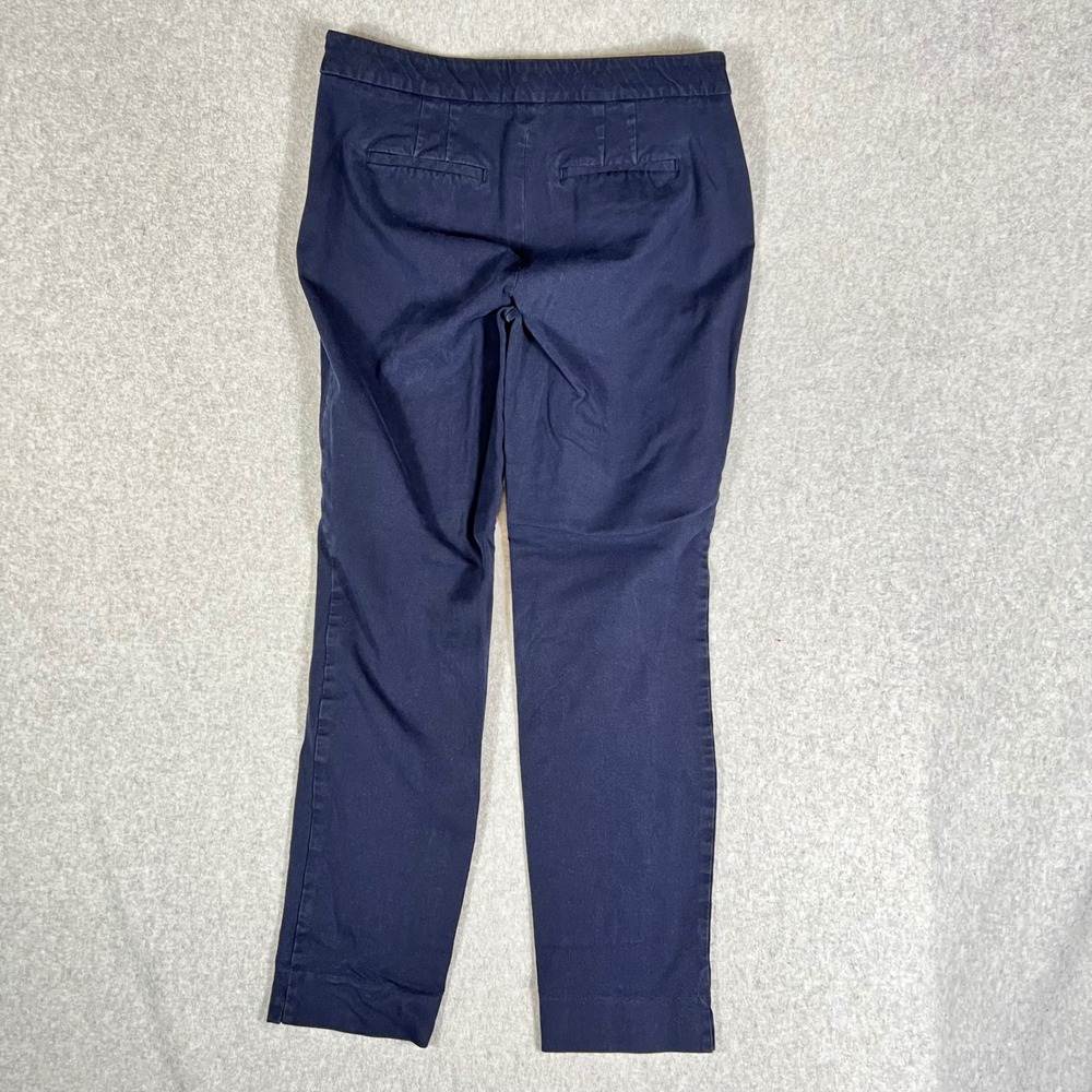 Talbots Chatham Ankle‎ Pants Womens 4 Navy Blue Side Zip Straight Leg Trousers